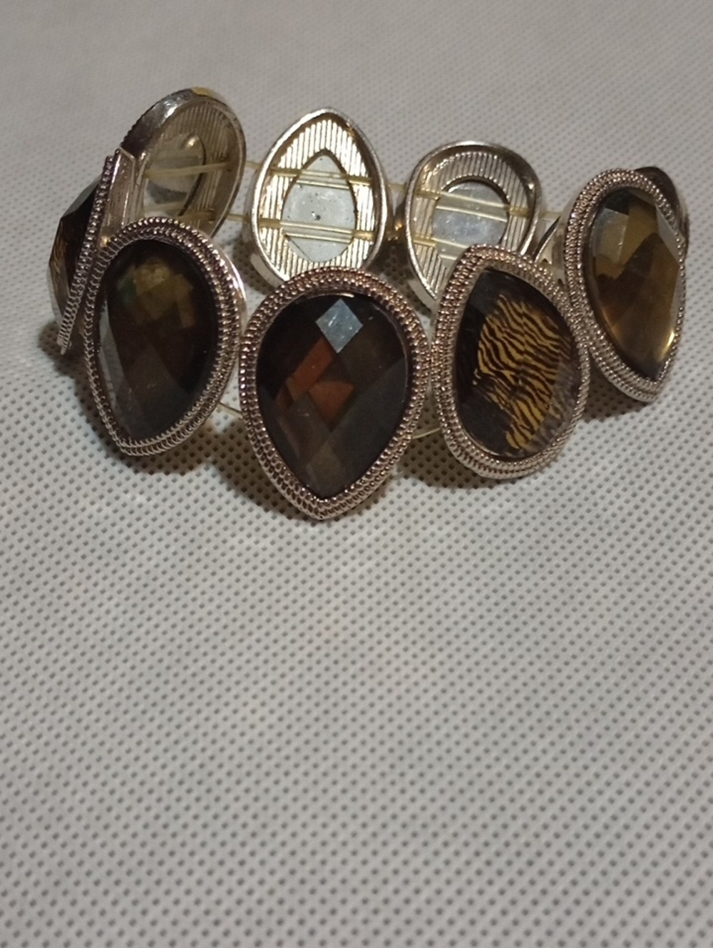 Teardrop Smoky Brown Stone Stretch Bracelet